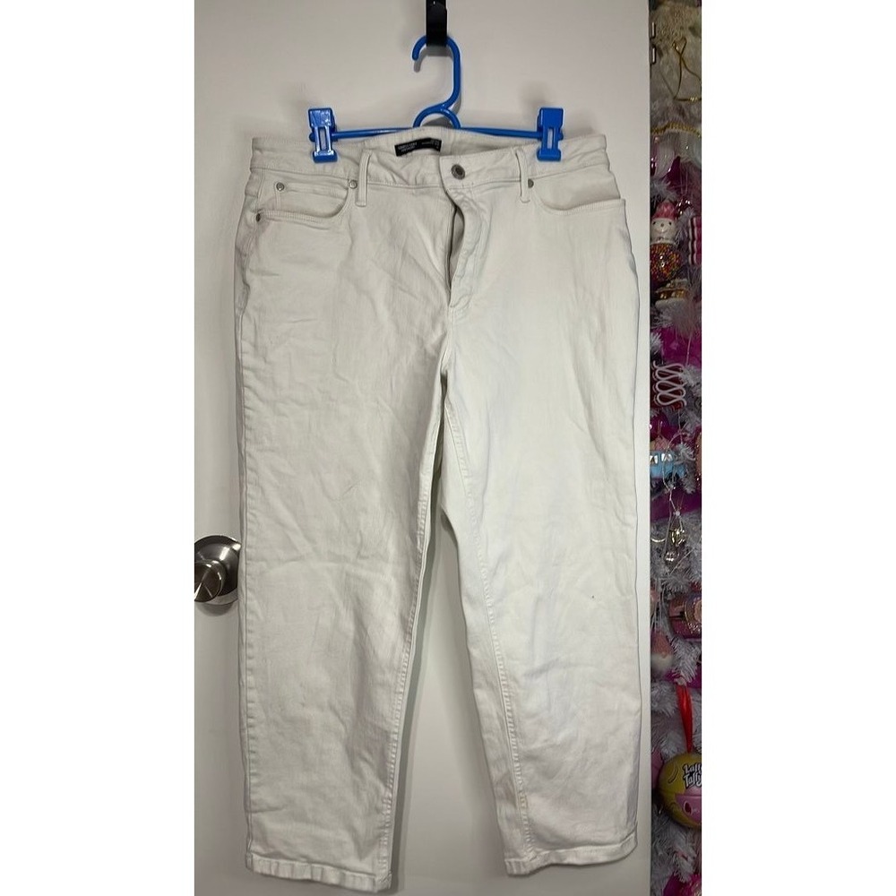 Simply Vera Vera Wang Jeans Womens 14 White Good Mid Rise Boyfriend Crop Denim